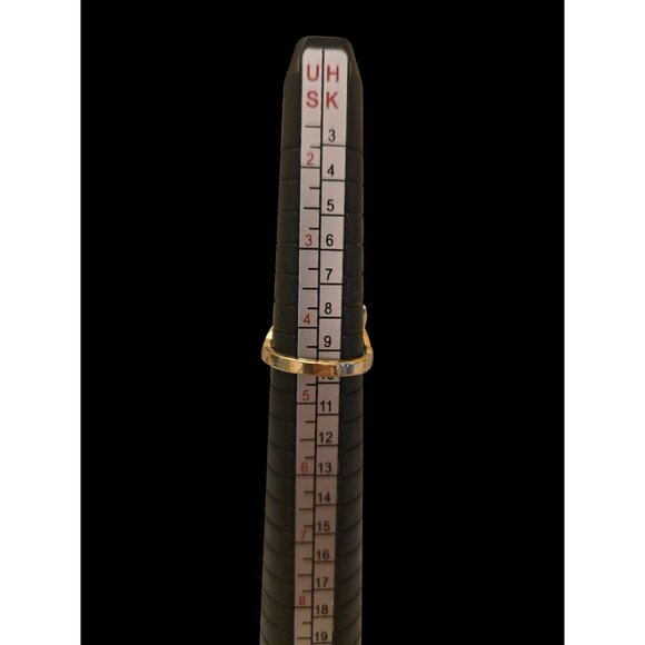 Vintage 18K Gold Electroplated Ring  Large Emerald Cut Green Glass Statement - Picture 6 of 11